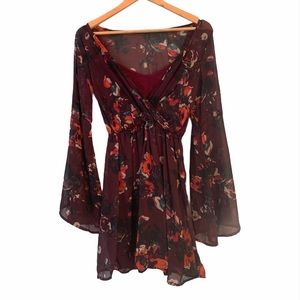 Maroon floral dress